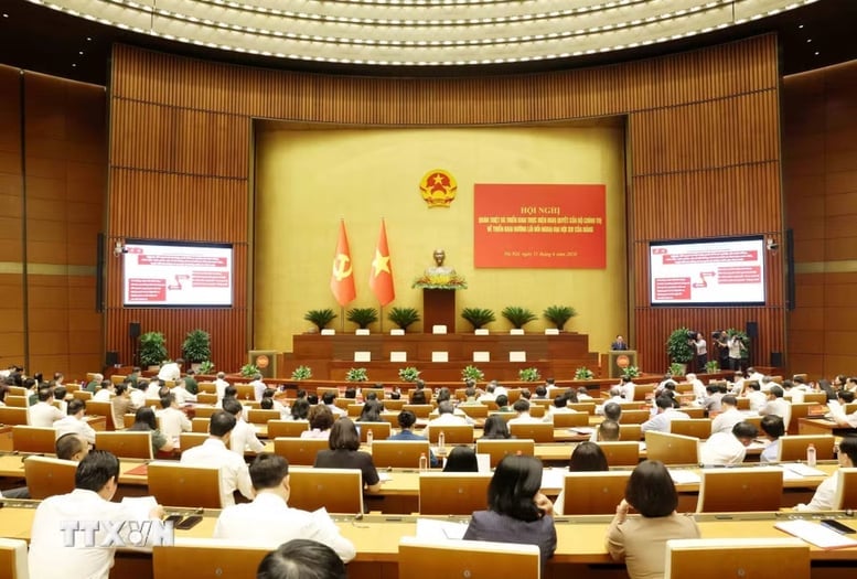 Hội nghị quán triệt Nghị quyết của Bộ Chính trị về đường lối đối ngoại Đại hội XIV của Đảng. Ảnh: TTXVN.