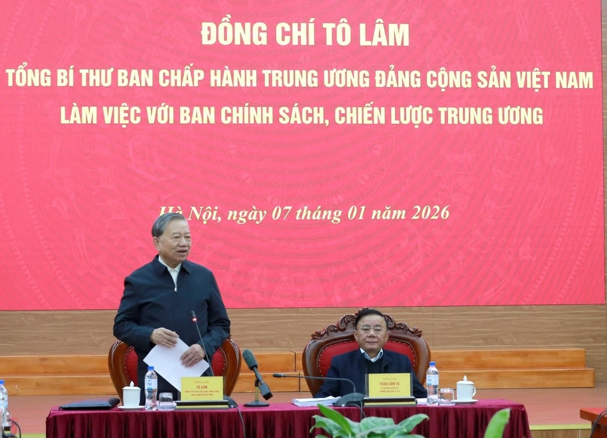 Tổng B&iacute; thư T&ocirc; L&acirc;m ph&aacute;t biểu chỉ đạo tại buổi l&agrave;m việc. Ảnh: ĐCSVN.