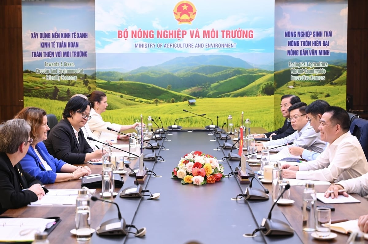Toàn cảnh cuộc họp giữa Bộ Nông nghiệp và Môi trường và đoàn công tác Australia ngày 24/9. Ảnh: Kiều Chi.