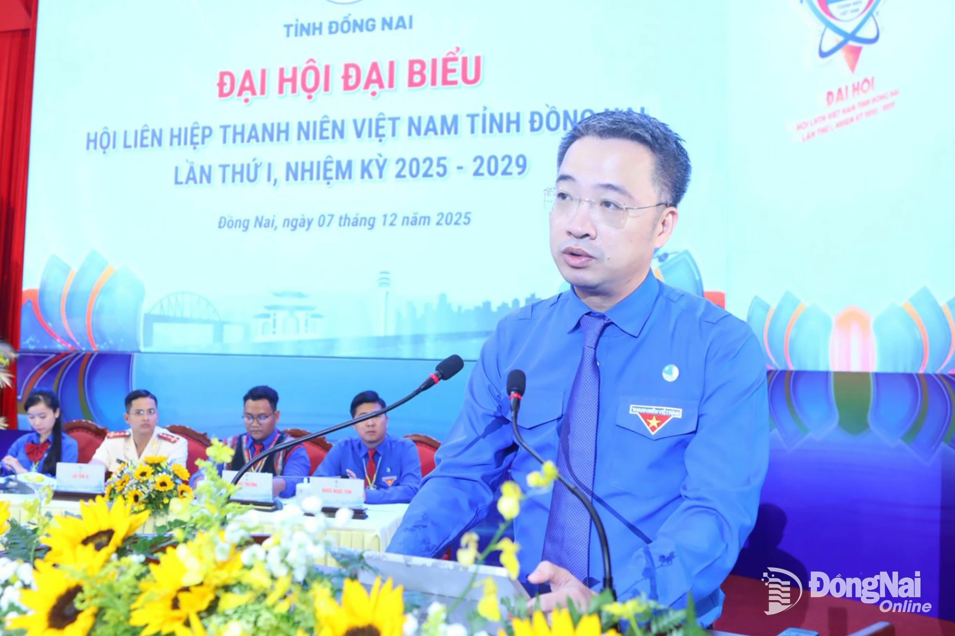 Đồng chí Nguyễn Tường Lâm, Bí thư Ban Chấp hành Trung ương Đoàn, Chủ tịch Hội Liên hiệp thanh niên Việt Nam phát biểu chỉ đạo tại đại hội. Ảnh: Huy Anh