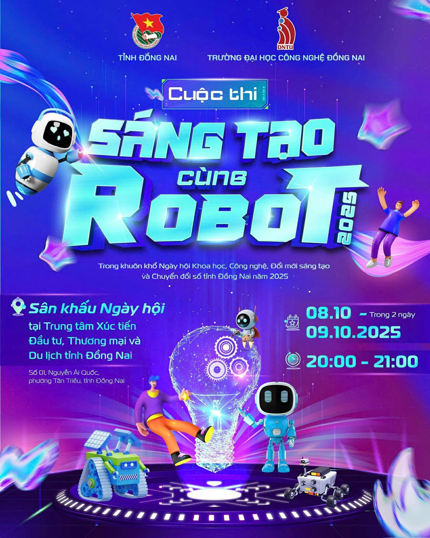 Cuộc thi “Sáng tạo cùng robot” là một trong những hoạt động nổi bật của Tỉnh đoàn Đồng Nai phối hợp với Trường đại học Công nghệ Đồng Nai tổ chức tại Techfest Dong Nai 2025. Ảnh: Tỉnh đoàn cung cấp