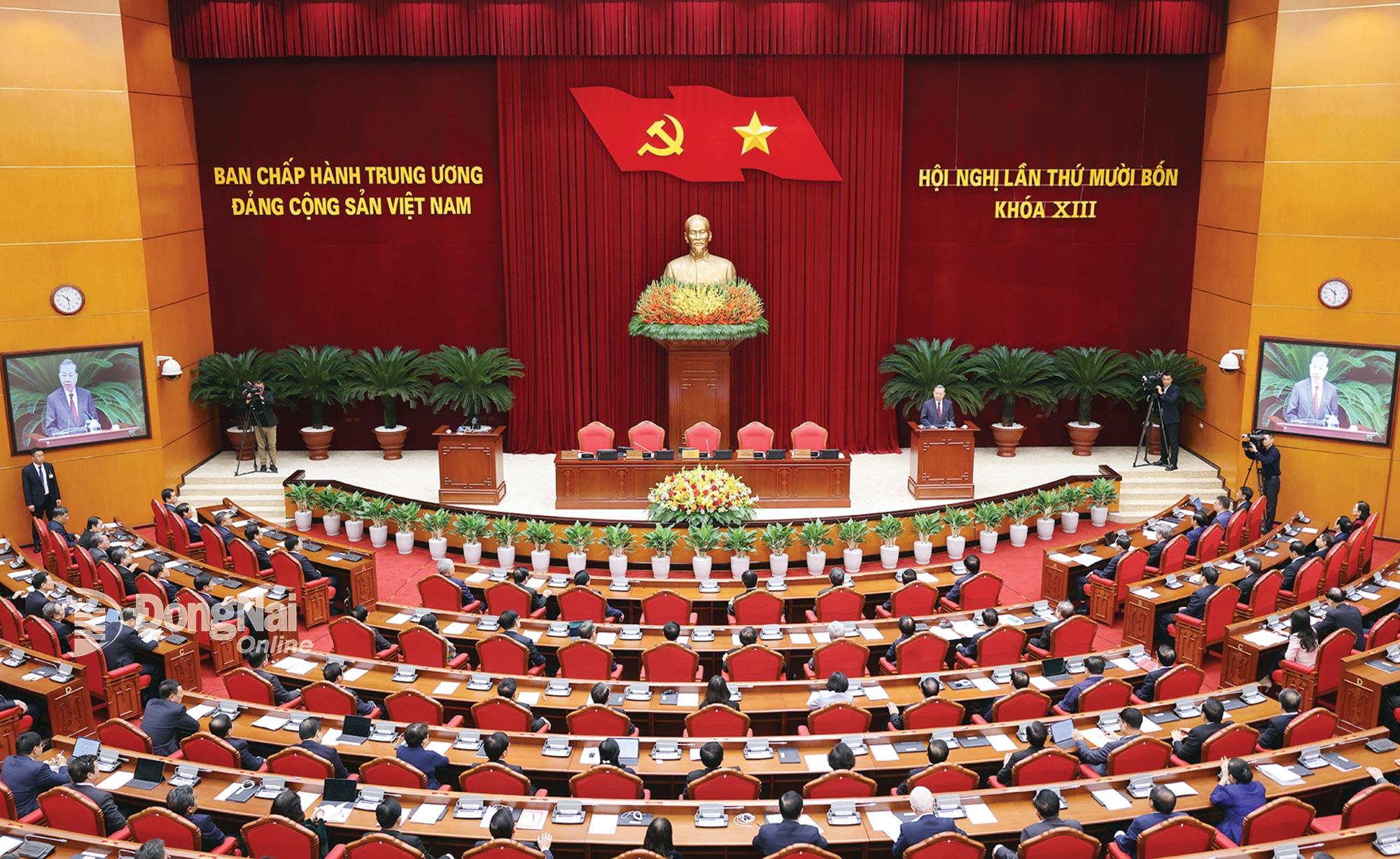 Hội nghị lần thứ 14 Ban Chấp hành Trung ương Đảng khóa XIII. Ảnh: TTXVN