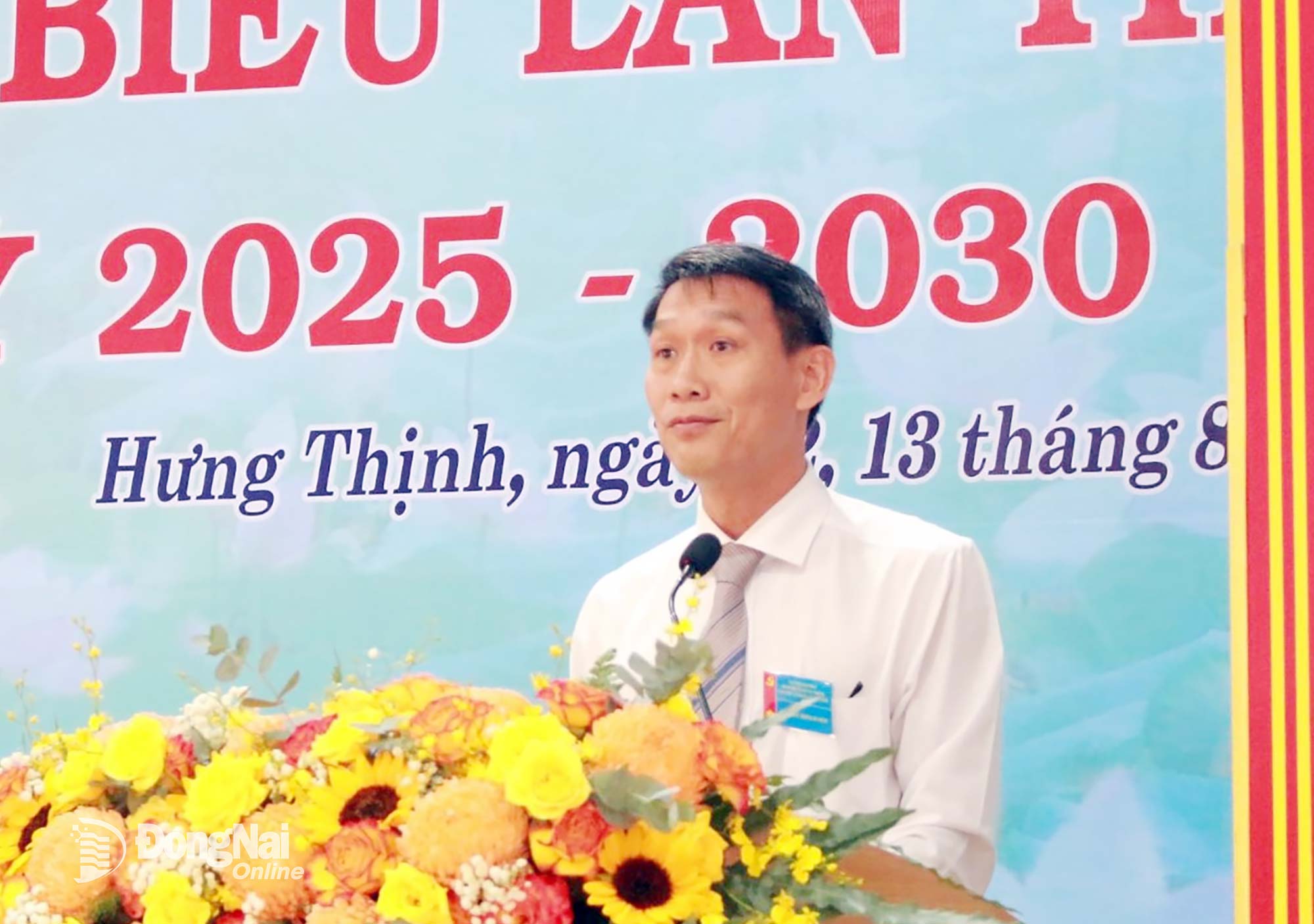 Tỉnh ủy viên, Phó trưởng Ban Tổ chức Tỉnh ủy Đỗ Đức Hòa phát biểu chỉ đạo tại đại hội. Ảnh: N.Hòa