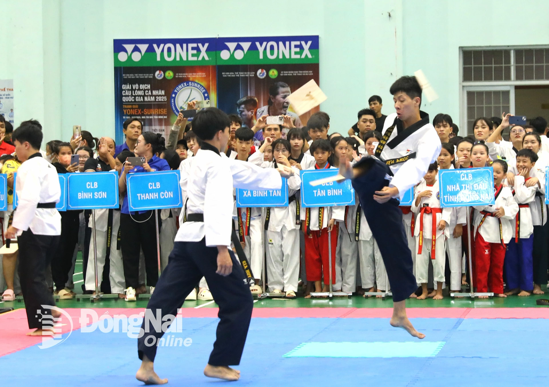Biểu diễn công phá taekwondo tại lễ khai mạc. Ảnh: Huy Anh