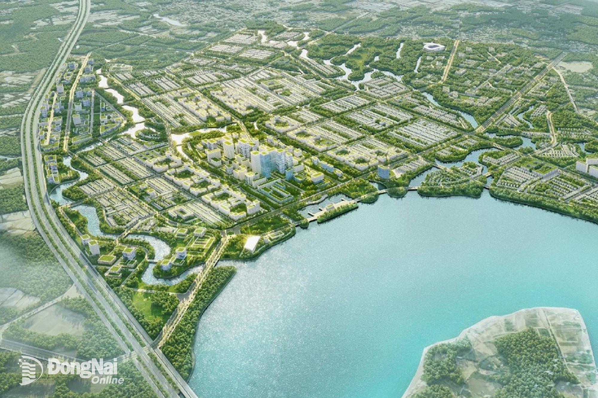 Phối cảnh quy hoạch đô thị Nhơn Trạch theo phương án của đơn vị tư vấn. Ảnh: Phạm Tùng