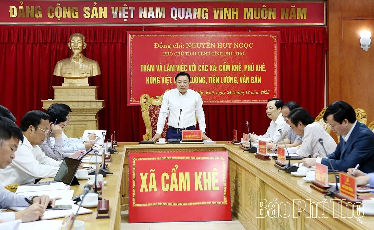 Ph&oacute; Chủ tịch UBND tỉnh Nguyễn Huy Ngọc thăm, l&agrave;m việc tại c&aacute;c x&atilde; khu vực Cẩm Kh&ecirc;