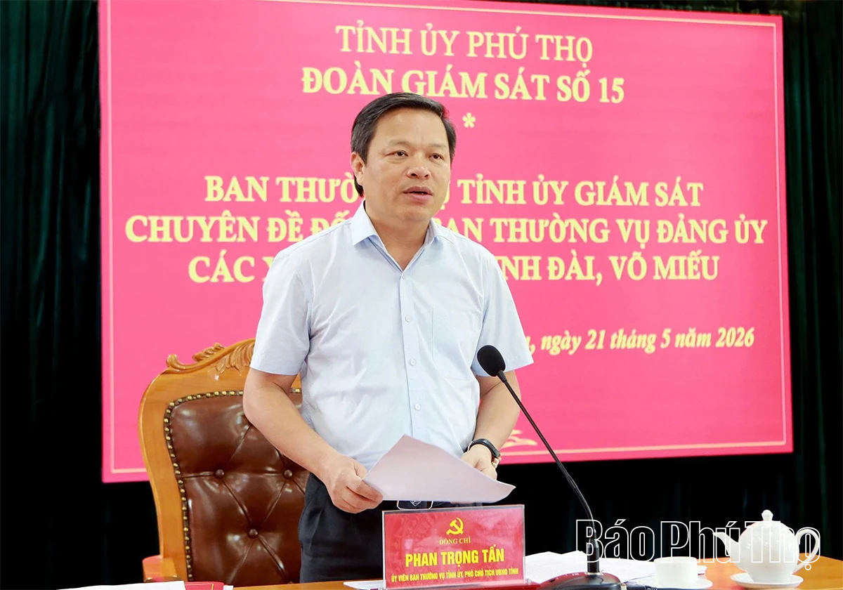 Giám sát đối với Ban Thường vụ Đảng ủy các xã Tân Sơn, Minh Đài, Võ Miếu