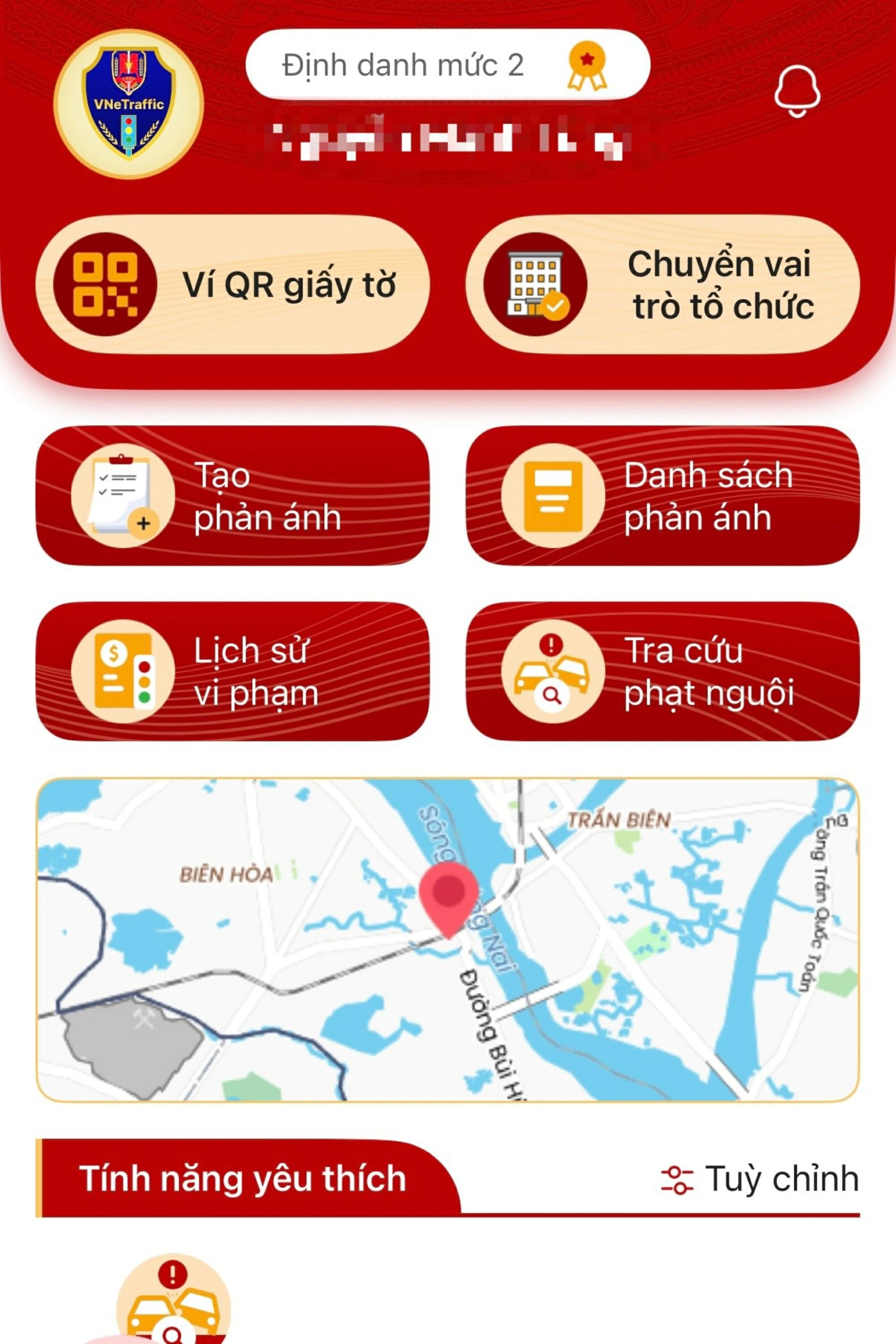 Ứng dụng giao thông VNeTraffic đã liên kết với tài khoản định danh điện tử quốc gia VNeID. Ảnh: Đăng Tùng