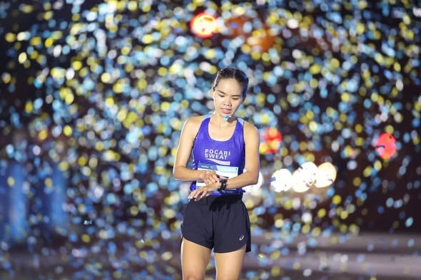 Ho&agrave;ng Thị Ngọc Hoa (Đồng Nai) v&ocirc; địch cự ly 21km Ho Chi Minh City Marathon 2026. Ảnh: HCMC Marathon