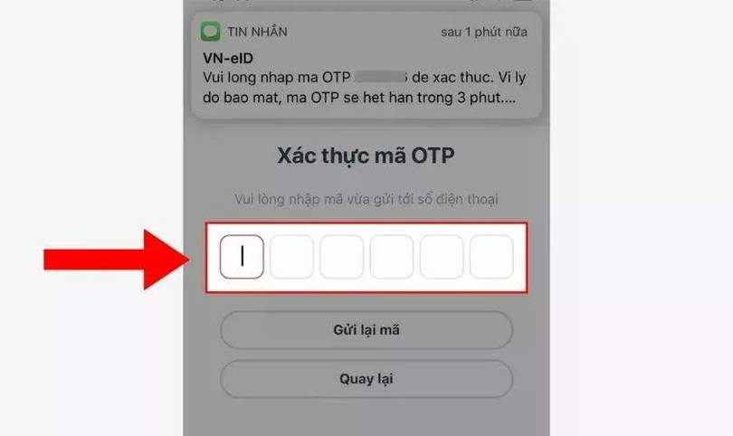 Xác minh bằng mã OTP.