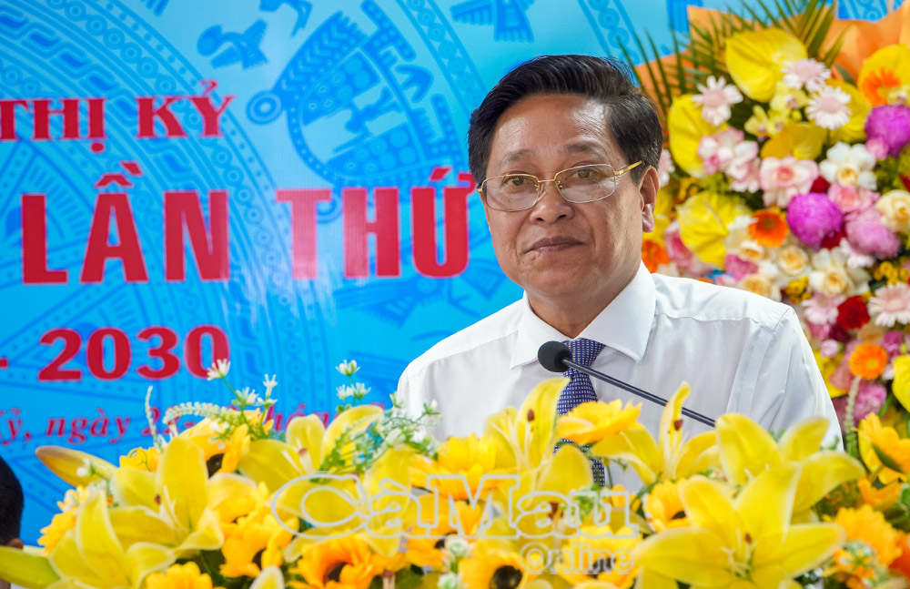 UVBTV Tỉnh ủy, Phó Chủ tịch HĐND tỉnh Bùi Tấn Bảy phát biểu chỉ đạo tại Đại hội