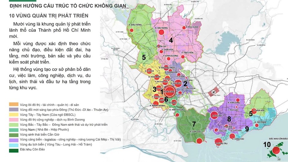 10 vùng quản trị phát triển theo Quy hoạch tổng thể TPHCM thời kỳ 2025-2050, tầm nhìn 100 năm