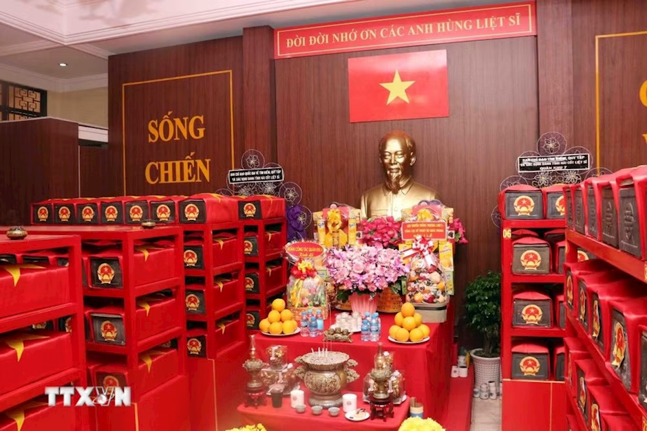 Hài cốt các liệt sỹ được phát hiện, quy tập tại công viên Lê Thị Riêng sẽ được Thành phố Hồ Chí Minh tổ chức Lễ truy điệu, an táng trang trọng vào khoảng thời gian đầu tháng 10 tới. (Ảnh: Xuân Khu/TTXVN)