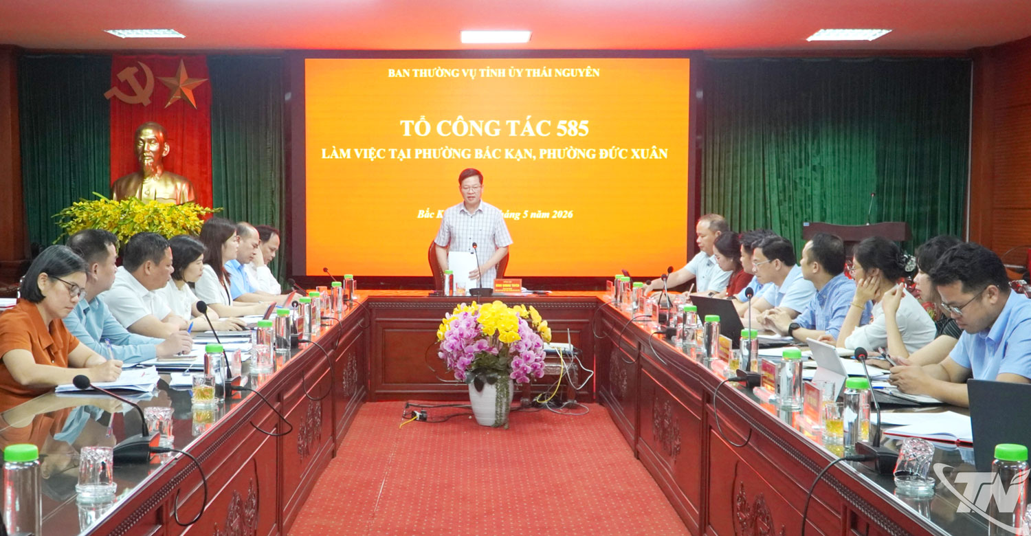 Tổ công tác 585 làm việc với lãnh đạo phường Bắc Kạn và phường Đức Xuân về công tác rà soát, quản lý, xử lý và khai thác tài sản công sau sắp xếp đơn vị hành chính.