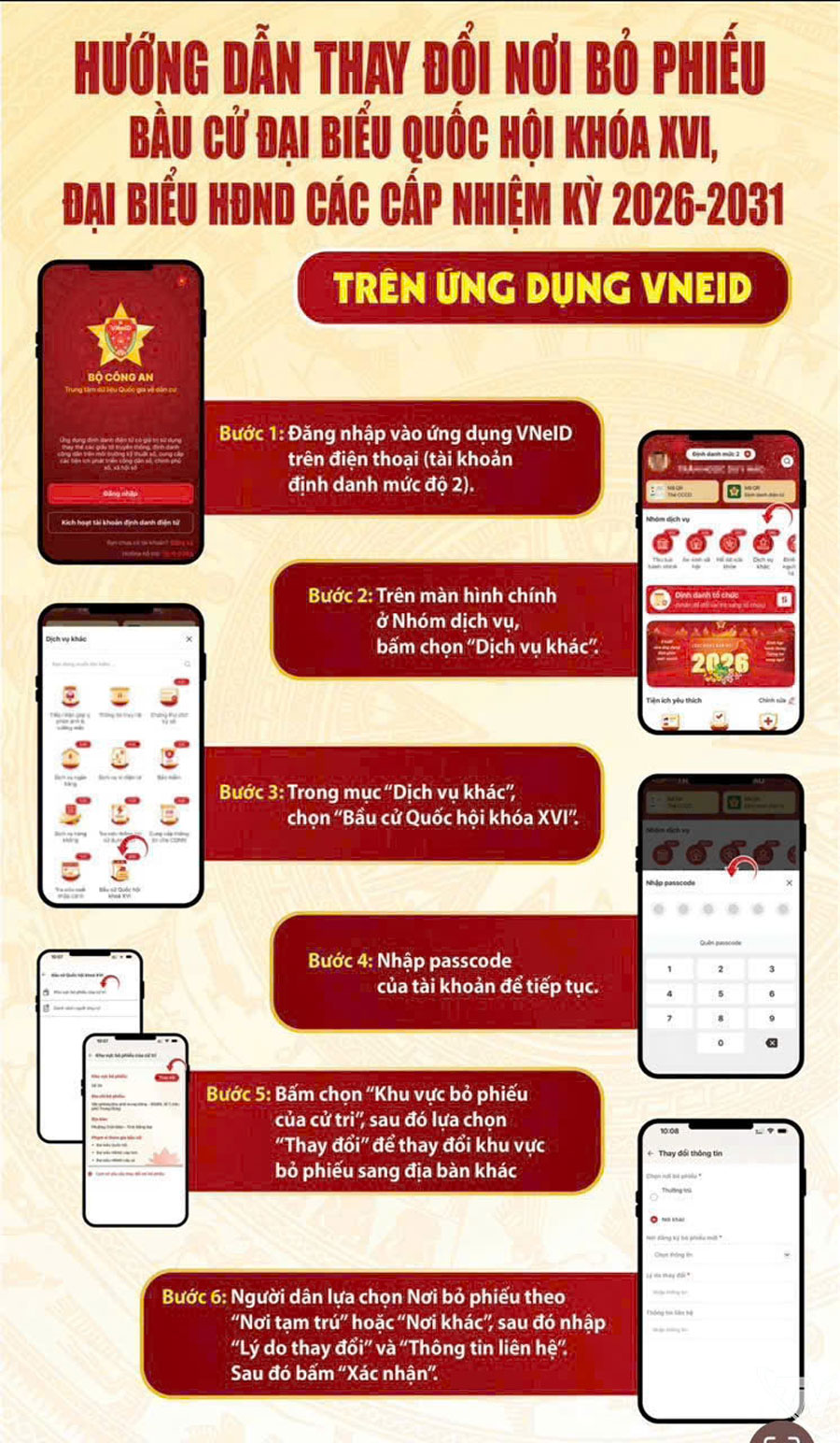 Hướng dẫn người dân sử dụng tài khoản VNeID   trong công tác bầu cử.