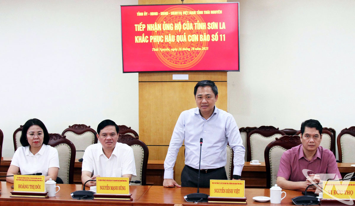 Đồng chí Nguyễn Đình Việt chia sẻ khó khăn với tỉnh Thái Nguyên.