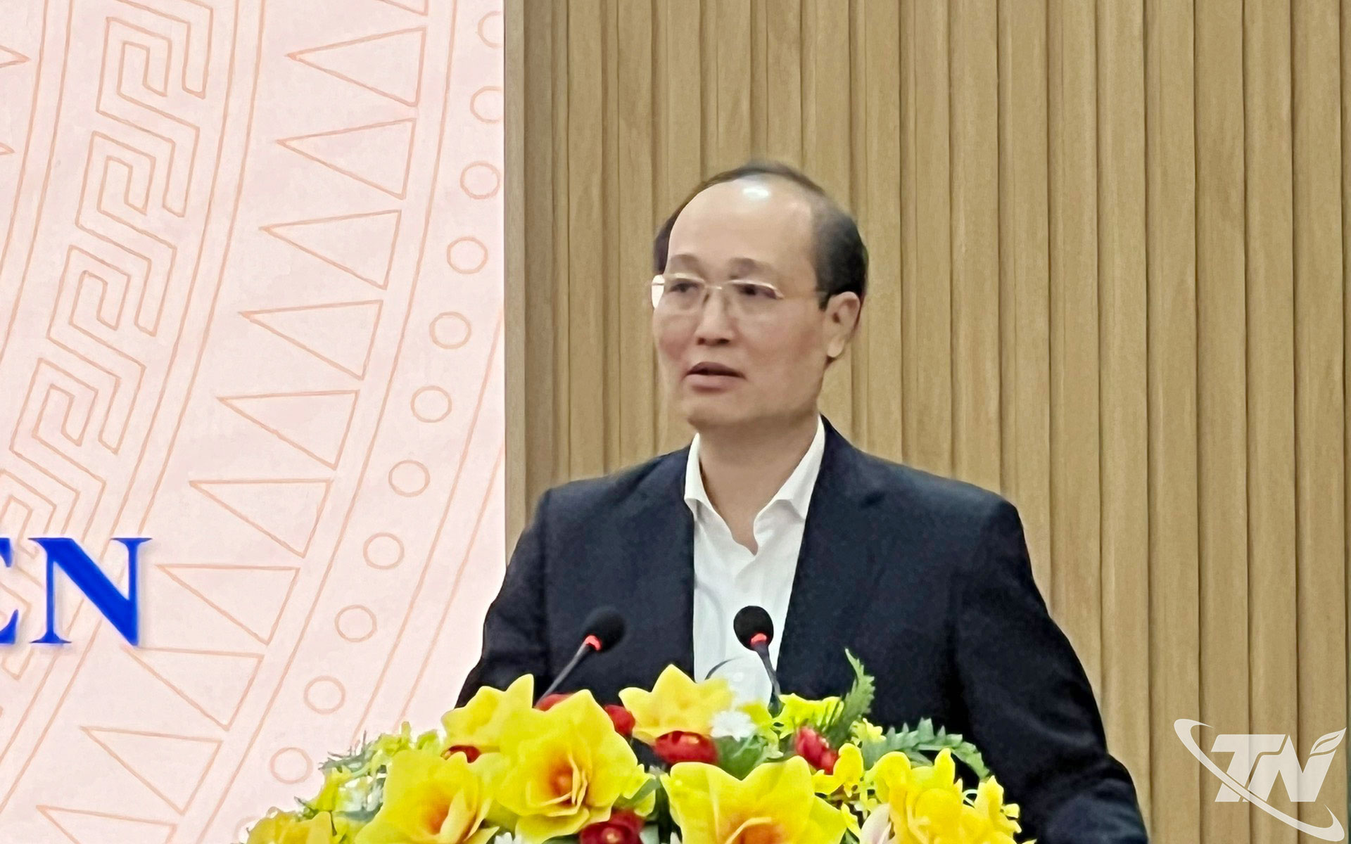 Giám đốc Sở Y tế Thái Nguyên Đặng Ngọc Huy phát biểu tại buổi làm việc.