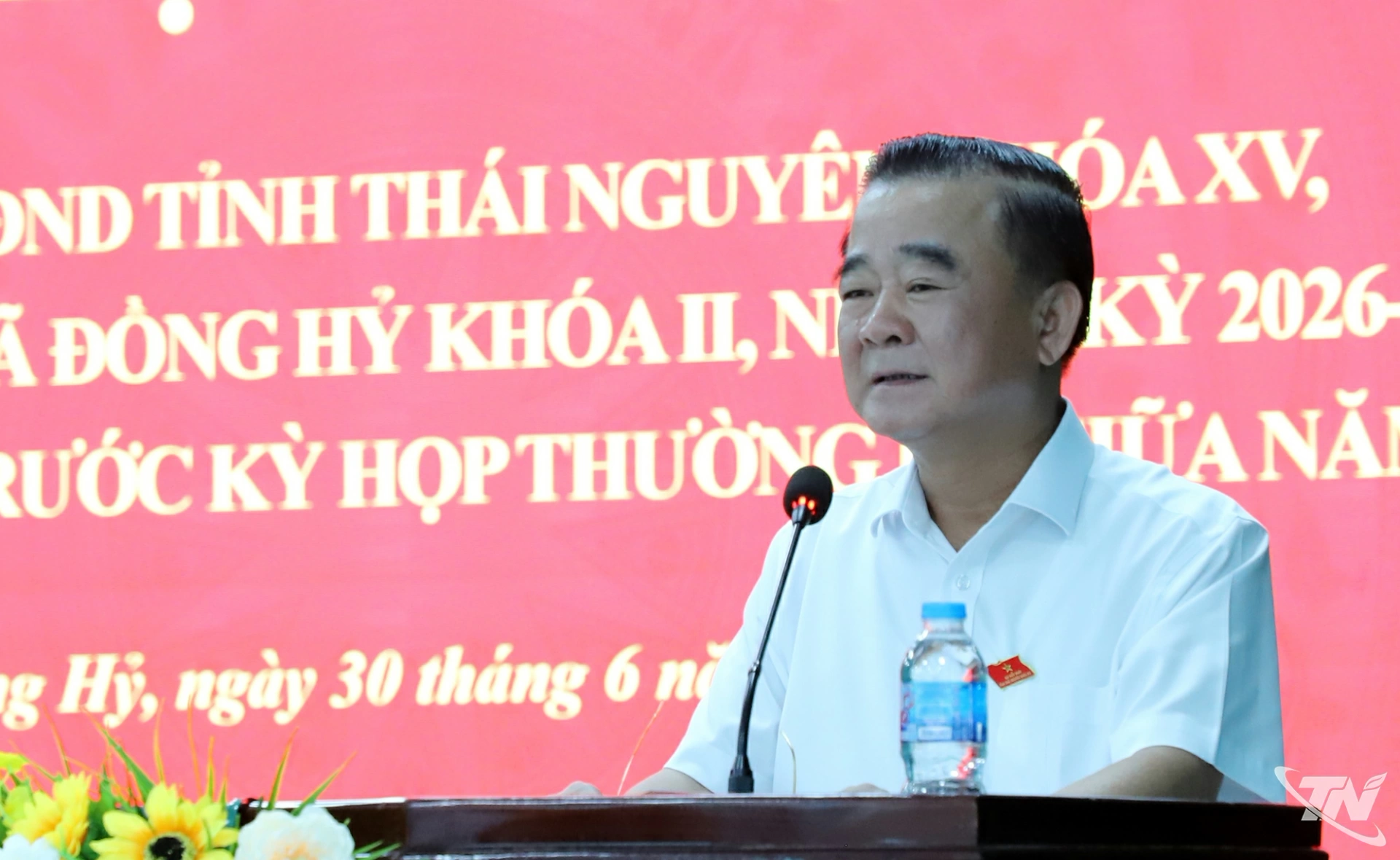 Đồng chí Đỗ Đức Công, Ủy viên Ban Thường vụ Tỉnh ủy, Phó Chủ tịch Thường trực HĐND tỉnh phát biểu tại Hội nghị.