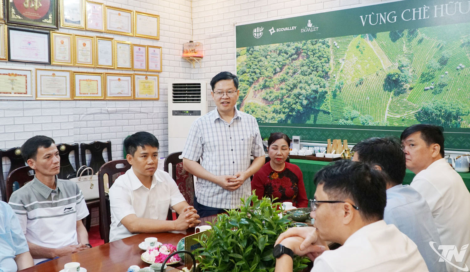 Đồng chí Đinh Quang Tuyên phát biểu tại buổi làm việc với Công ty CP Chè Hà Thái.