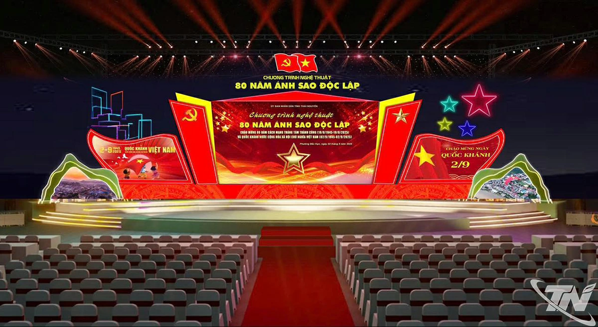 Phối cảnh sân khấu tại phố đi bộ Sông Cầu, phường Bắc Kạn.