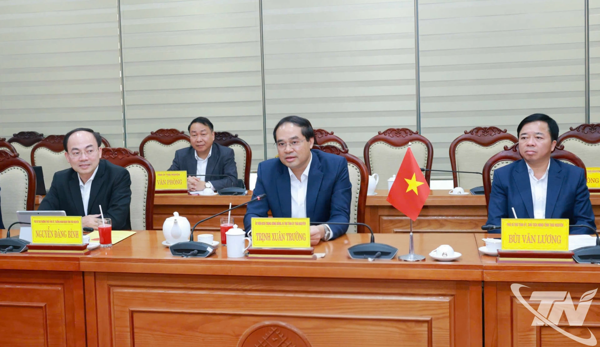 Đồng chí Bí thư Tỉnh ủy Thái Nguyên Trịnh Xuân Trường phát biểu tại buổi làm việc.