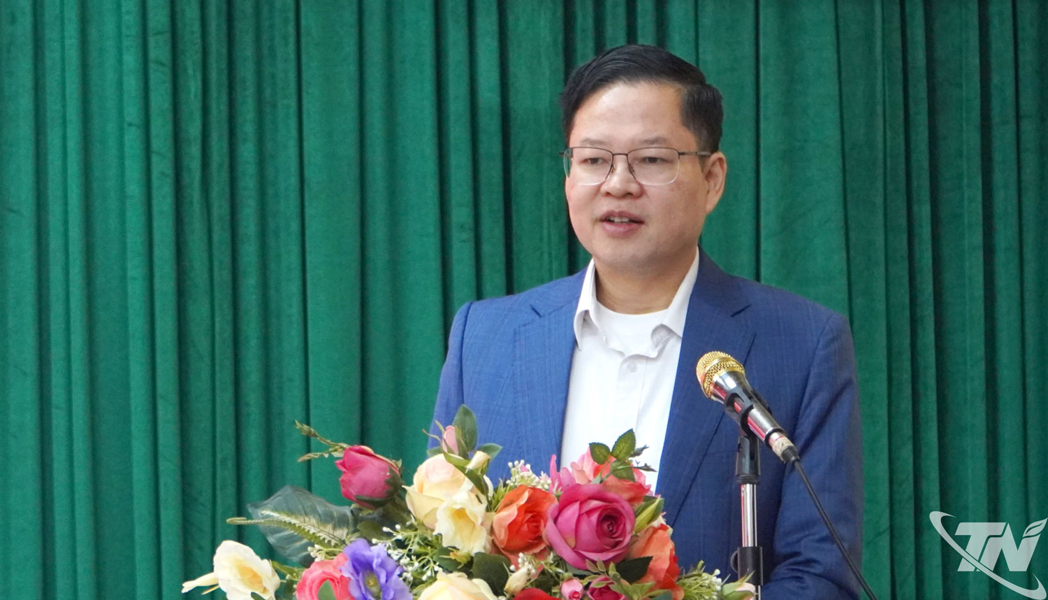 Đồng ch&iacute; Đinh Quang Tuy&ecirc;n, Ph&oacute; B&iacute; thư Tỉnh ủy, Chủ tịch Ủy ban MTTQ Việt Nam tỉnh ph&aacute;t biểu tại chương tr&igrave;nh.
