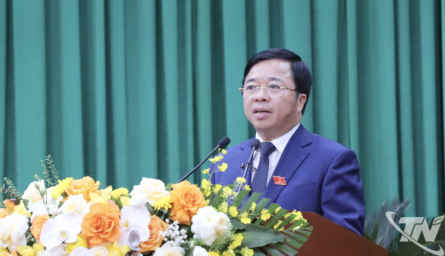 Đồng chí Bùi Văn Lương, Chủ tịch HĐND tỉnh khóa XV, nhiệm kỳ 2026-2031 phát biểu nhận nhiệm vụ.