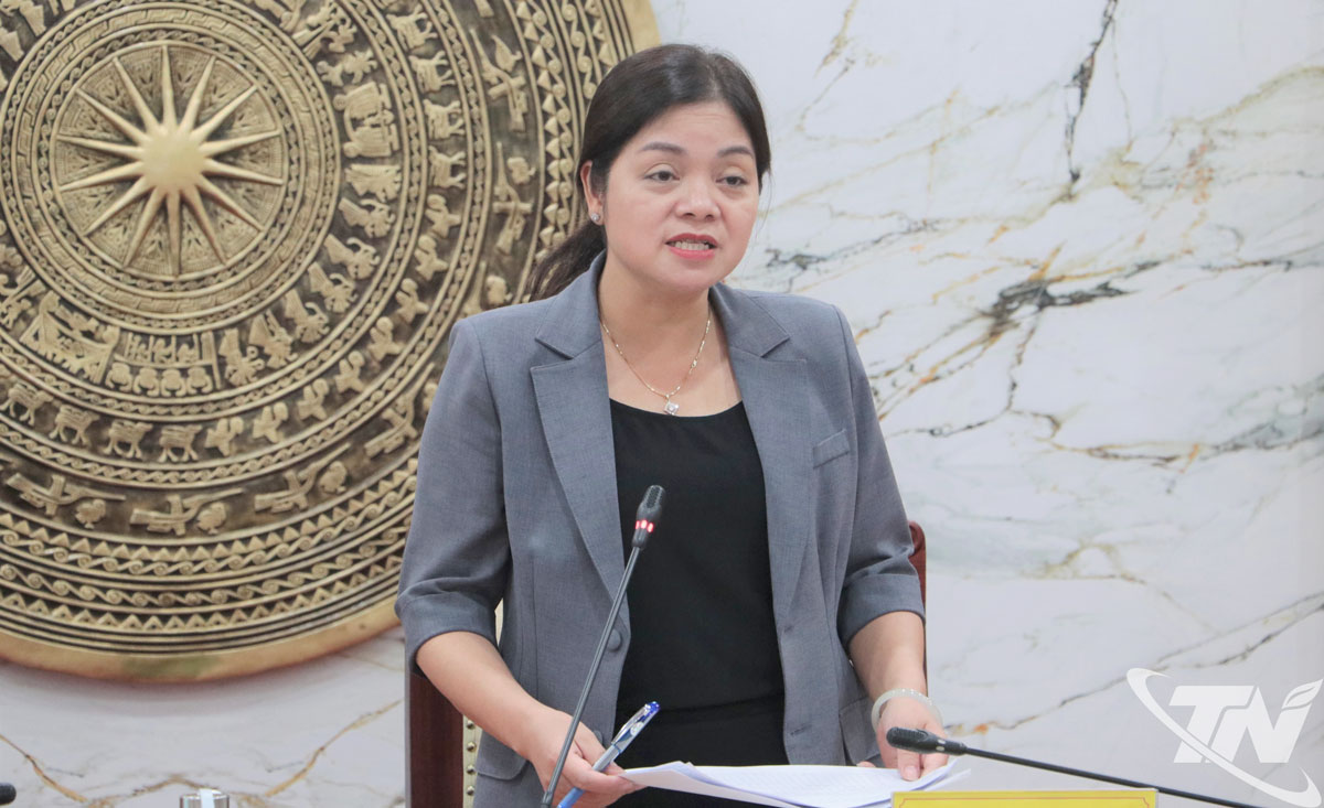 Đồng chí Nguyễn Thị Loan, Phó Chủ tịch UBND tỉnh kết luận cuộc họp