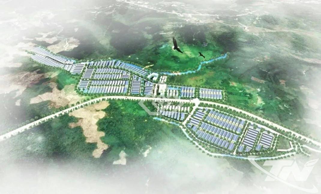 Toàn cảnh Cụm công nghiệp Quảng Chu 2 với quy mô khoảng 74,4 ha. Sau khi hoàn thiện hạ tầng, nơi đây dự kiến thu hút đầu tư mạnh mẽ và tạo việc làm cho khoảng 10.000 lao động.