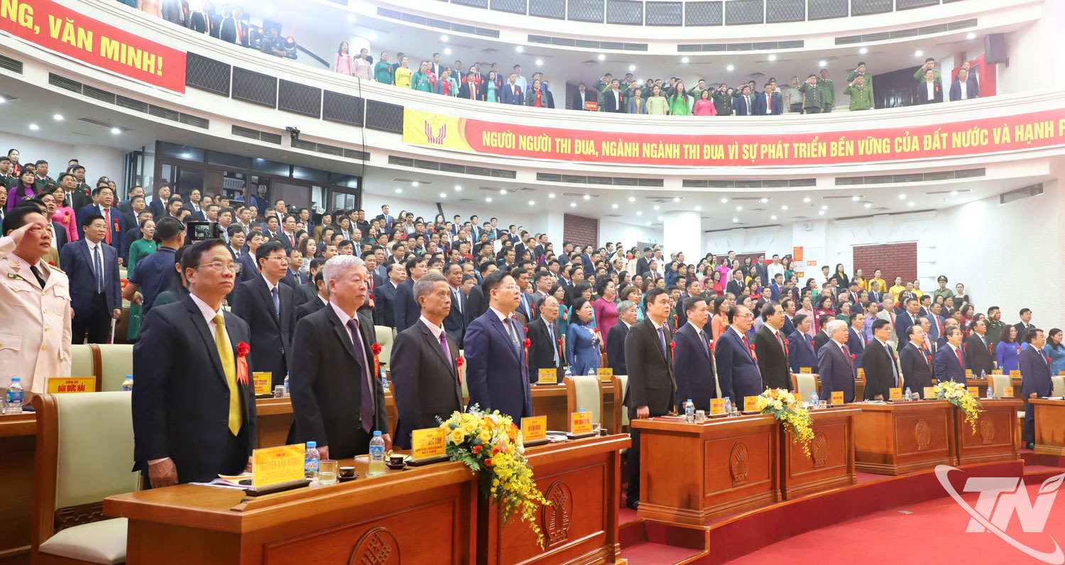 Đại biểu thực hiện nghi lễ chào cờ.