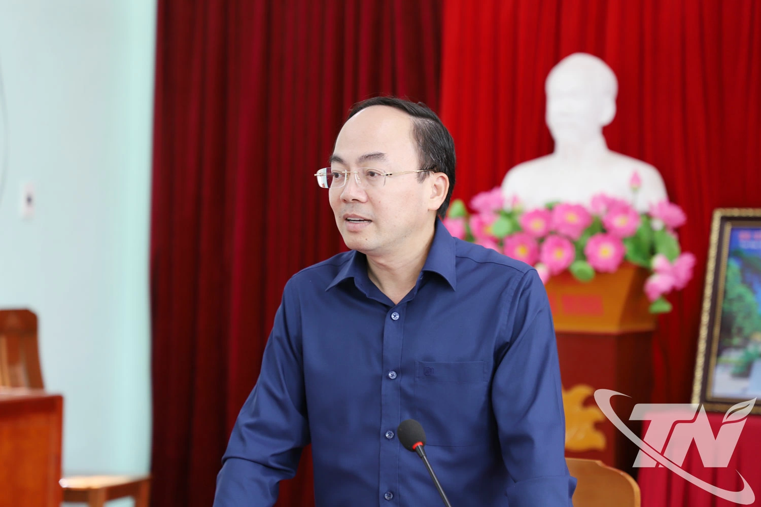 Đồng chí Nguyễn Đăng Bình phát biểu chỉ đạo tại xã Trại Cau.