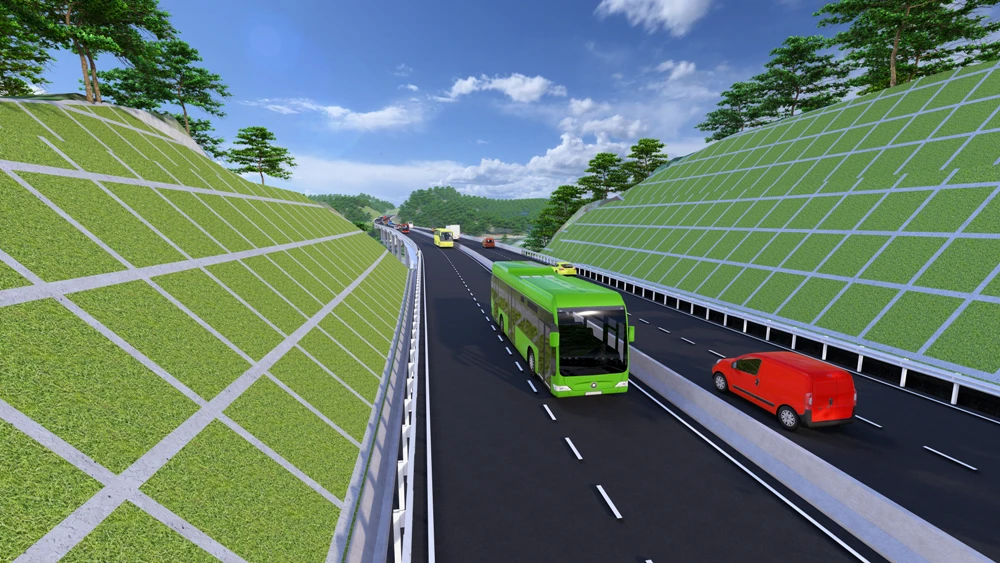 Được khởi công từ giữa tháng 3-2025, tuyến cao tốc Chợ Mới - Bắc Kạn với tổng vốn đầu tư trên 5.700 tỷ đồng dự kiến sẽ được hoàn thành trong năm 2026. Trong ảnh: Phối cảnh tuyến cao tốc.