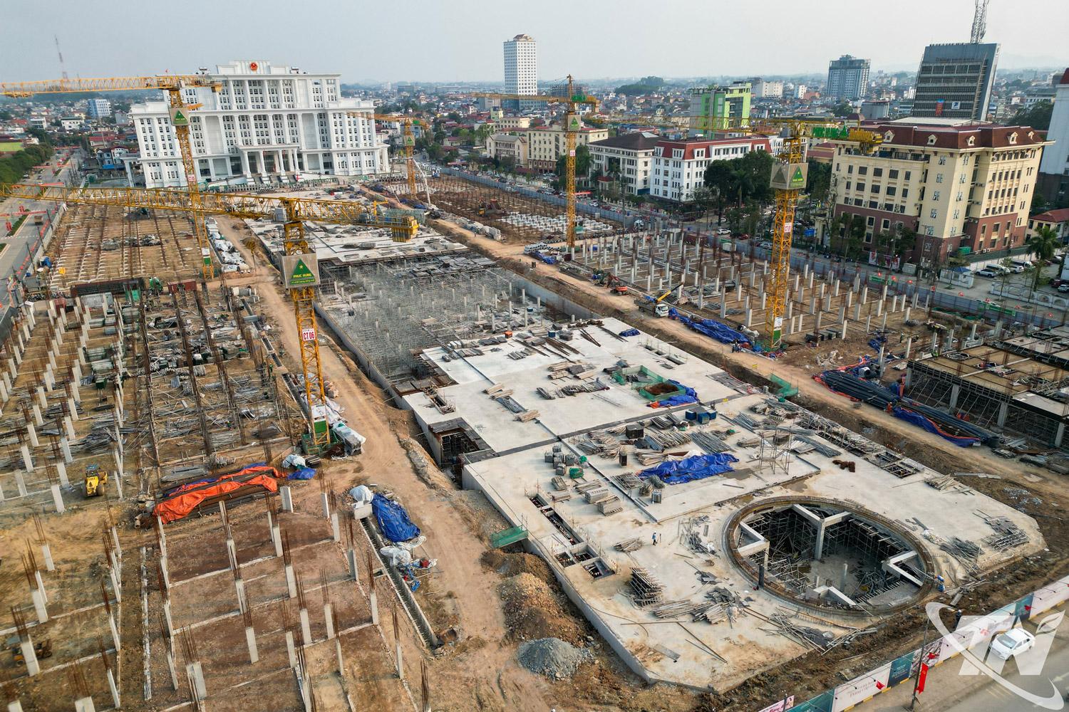 Nhiều hạng mục quan trọng của Dự án Khu đô thị mới, phố đi bộ    trung tâm đang được triển khai đúng tiến độ.