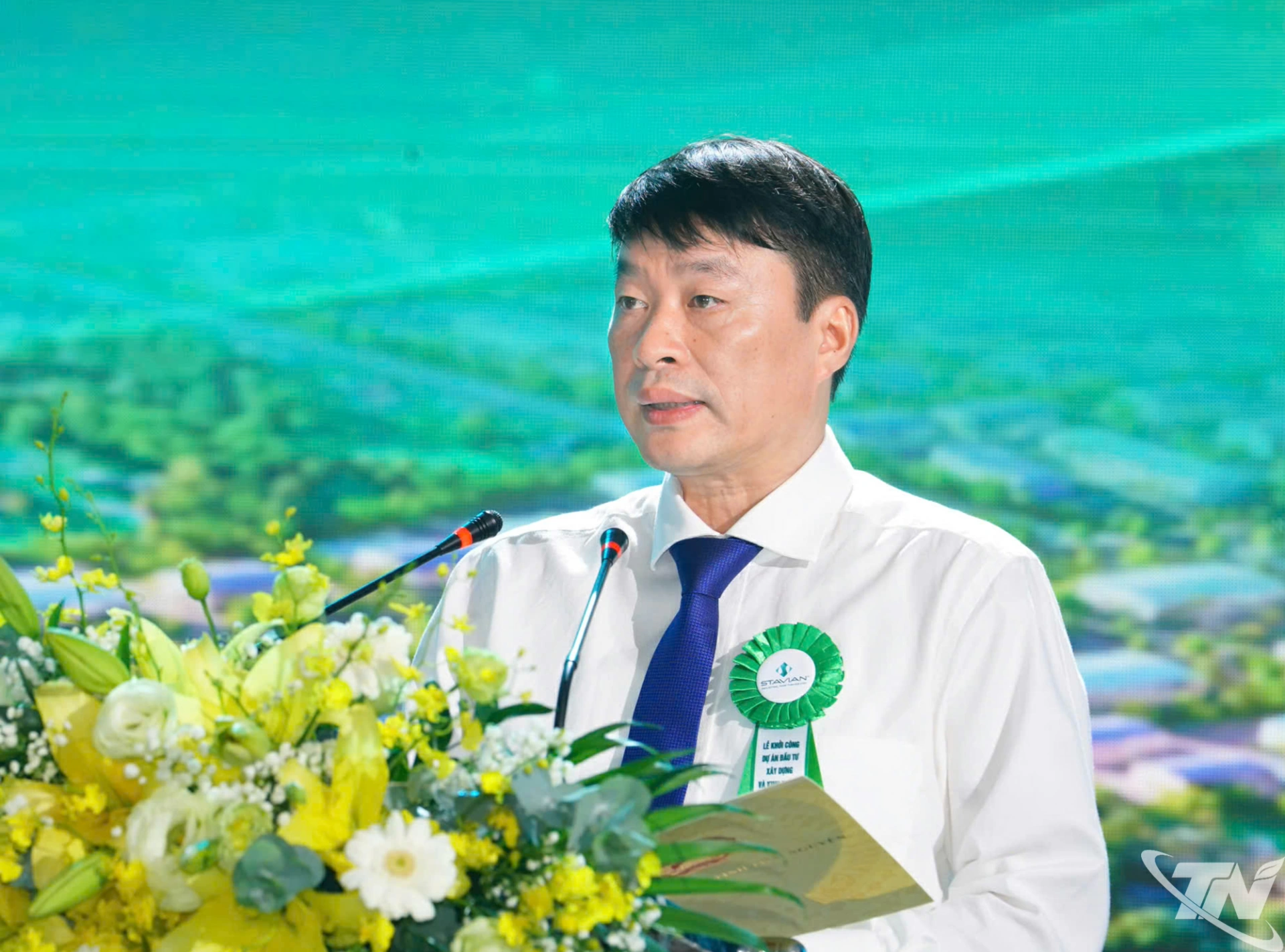 Đồng chí Trần Văn Hậu, Phó Chủ tịch UBND tỉnh phát biểu tại Lễ khởi công Dự án.