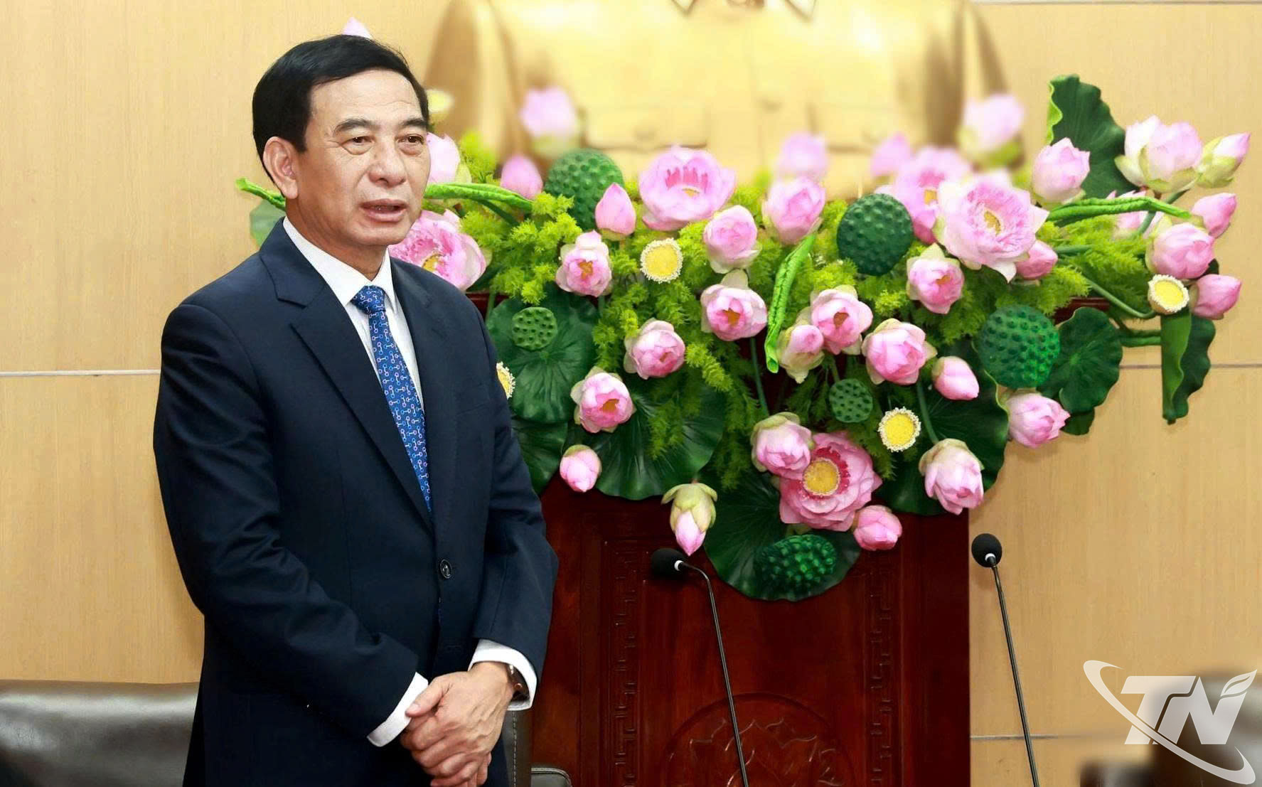 Đại tướng Phan Văn Giang phát biểu tại buổi gặp mặt các đồng chí lãnh đạo tỉnh Thái Nguyên.