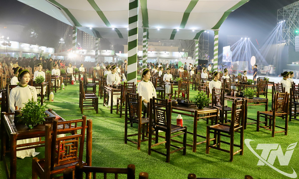 Trình diễn pha trà.