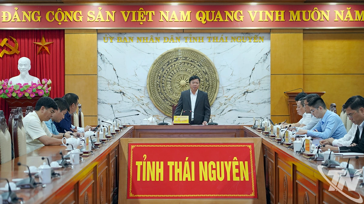 Đồng chí Bùi Văn Lương, Ủy viên Ban Thường vụ Tỉnh ủy, Phó Chủ tịch UBND tỉnh chủ trì buổi làm việc