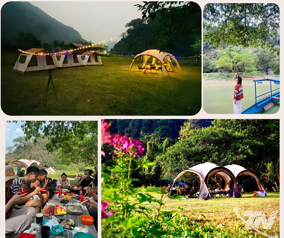 Camping ở hồ Ba Bể du khách được hòa mình vào khung cảnh yên bình của thiên nhiên