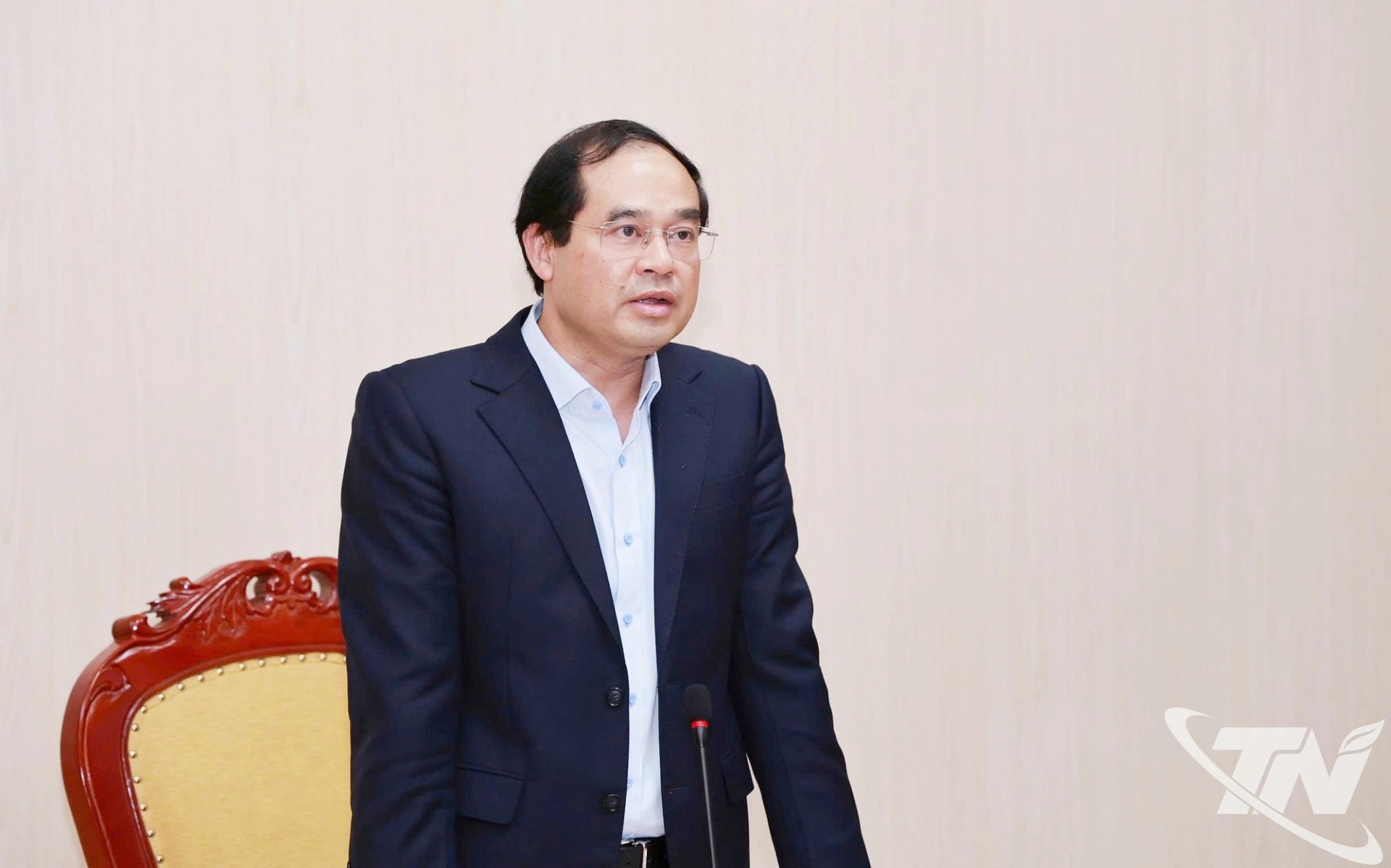 Đồng chí Bí thư Tỉnh ủy Trịnh Xuân Trường phát biểu tại buổi làm việc với Bệnh viện Gang Thép Thái Nguyên.