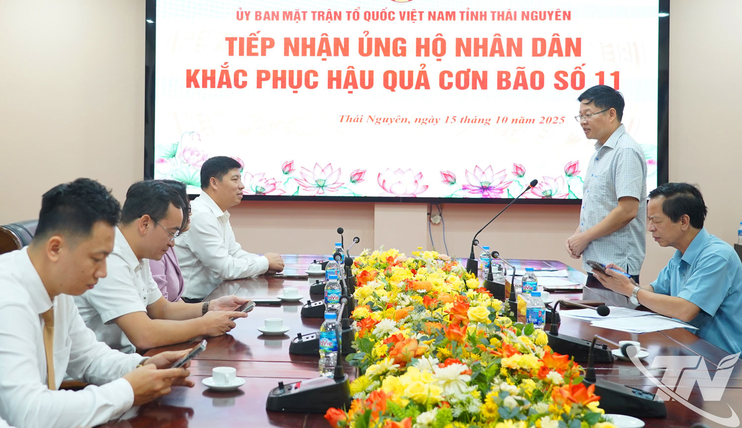 Đồng chí Đinh Quang Tuyên, Phó Bí thư Tỉnh ủy, Chủ tịch Ủy ban MTTQ tỉnh cảm ơn tình cảm, sự sẻ chia kịp thời, nghĩa tình của các tổ chức, doanh nghiệp, đơn vị trong và ngoài tỉnh.