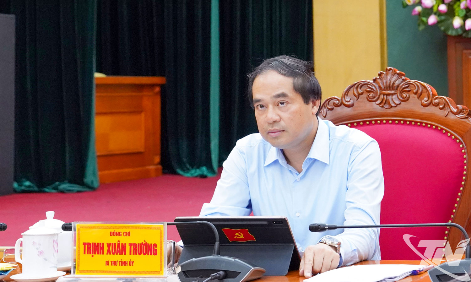Đồng chí Bí thư Tỉnh ủy Trịnh Xuân Trường chủ trì Hội nghị tại điểm cầu tỉnh Thái Nguyên.
