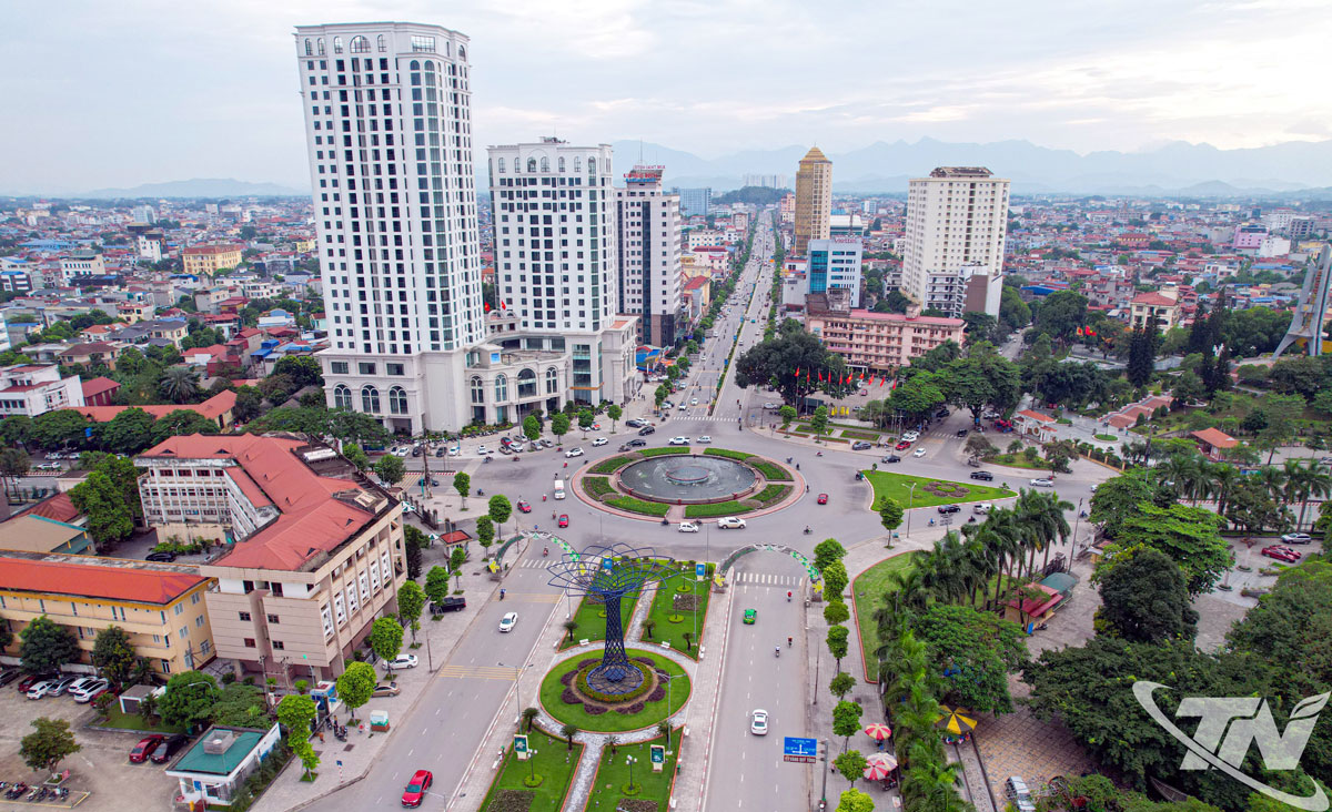 Nhiệm kỳ 2020 - 2025, Thái Nguyên đạt nhiều kết quả nổi bật, GRDP bình quân đầu người tăng lên 119 triệu đồng/người/năm. Trong ảnh: Diện mạo khu vực trung tâm tỉnh Thái Nguyên.