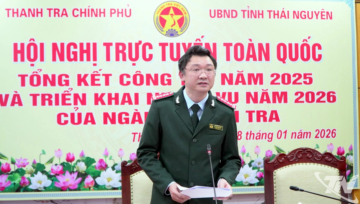 Thanh tra tỉnh Th&aacute;i Nguy&ecirc;n ph&aacute;t biểu tại Hội nghị.