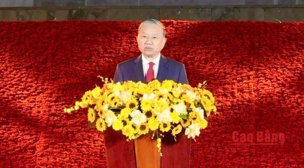 Tổng B&iacute; thư T&ocirc; L&acirc;m ph&aacute;t biểu tại Chương tr&igrave;nh cầu truyền h&igrave;nh.