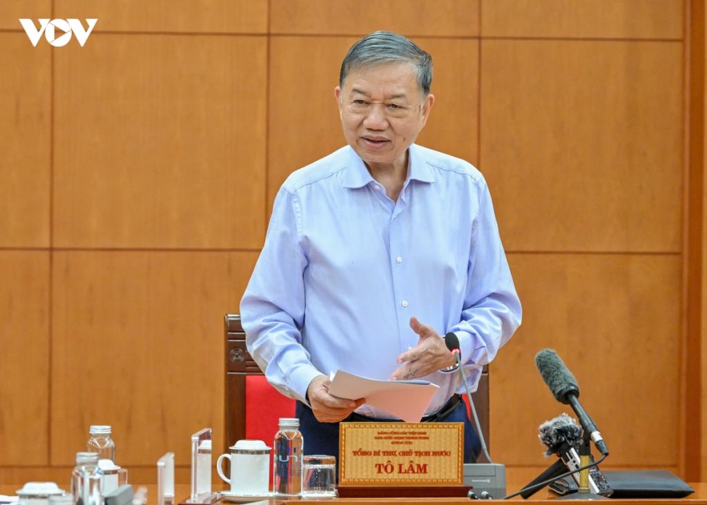 Tổng Bí thư, Chủ tịch nước Tô Lâm phát biểu chỉ đạo.