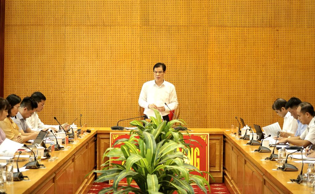 Phó Bí thư Thường trực Tỉnh ủy Vũ Hồng Quang phát biểu kết luận cuộc họp.