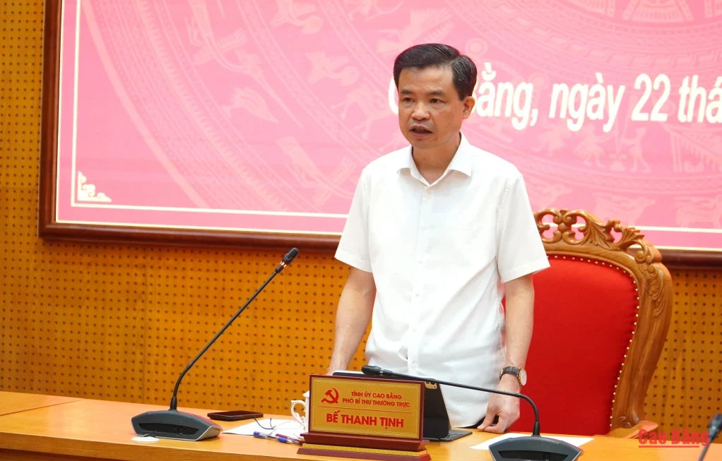 Phó Bí thư Thường trực Tỉnh ủy, Trưởng Đoàn đại biểu Quốc hội tỉnh Bế Thanh Tịnh phát biểu chỉ đạo tại hội nghị.