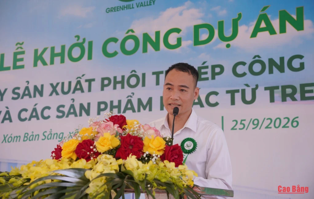 Ông Nguyễn Mạnh Thắng, Chủ tịch Hội đồng quản trị Công ty cổ phần Greenhill Valley phát biểu tại buổi lễ.