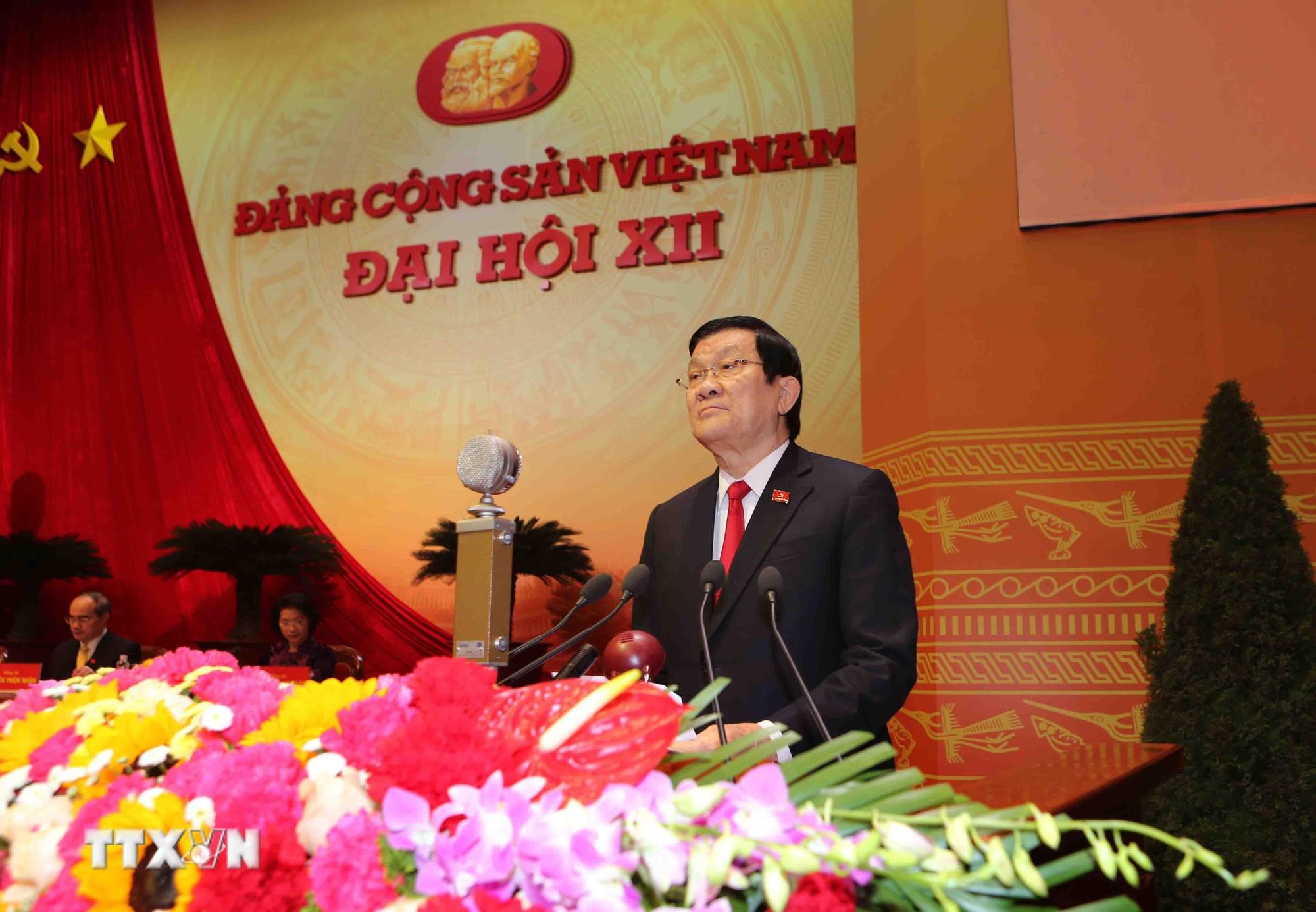 Đồng ch&iacute; Trương Tấn Sang, Ủy vi&ecirc;n Bộ Ch&iacute;nh trị, Chủ tịch nước Cộng h&ograve;a x&atilde; hội chủ nghĩa Việt Nam đọc diễn văn khai mạc Đại hội.