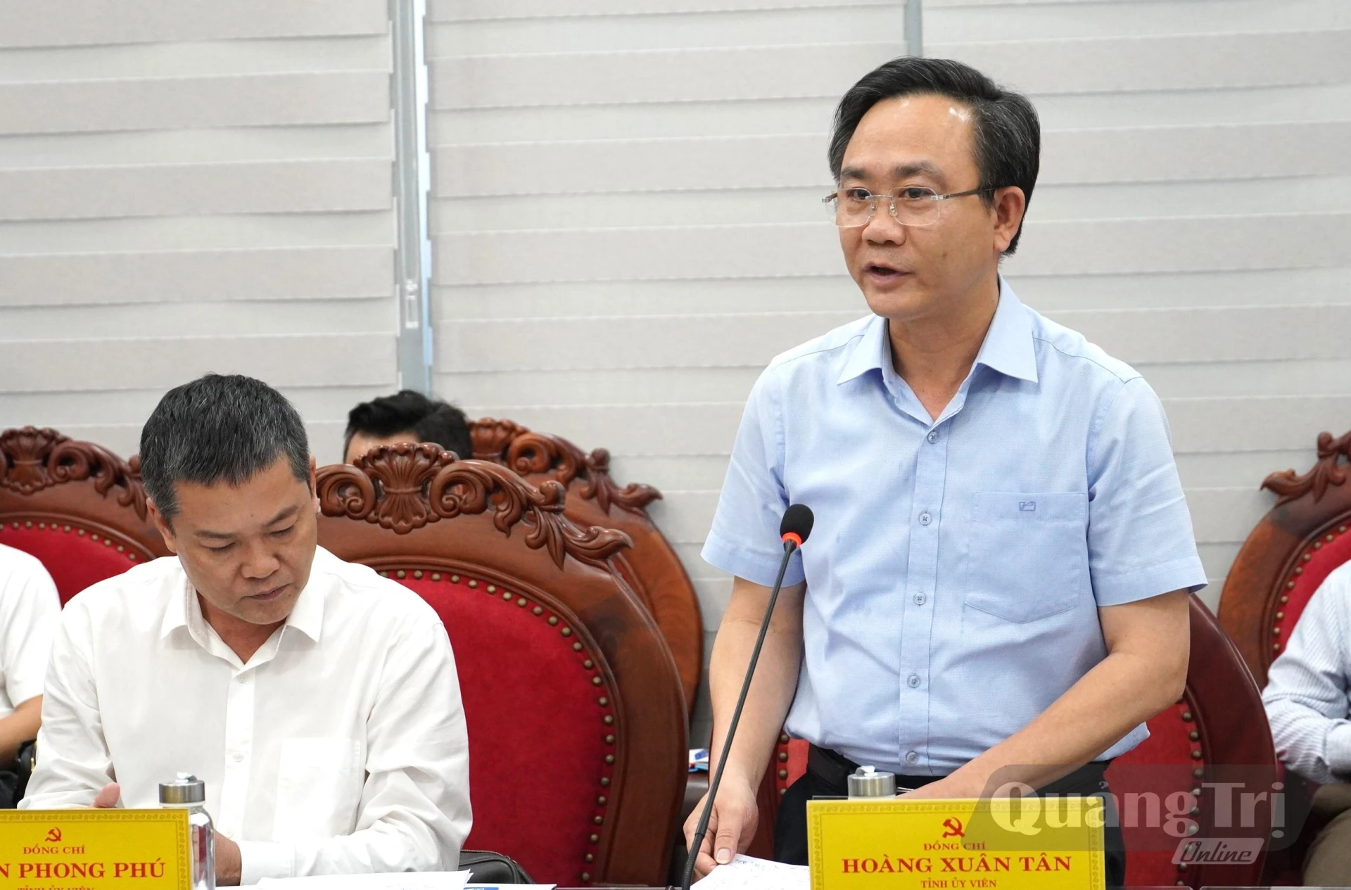 Đồng chí Hoàng Xuân Tân, Phó Chủ tịch UBND tỉnh phát biểu tại buổi làm việc - Ảnh: Q.V